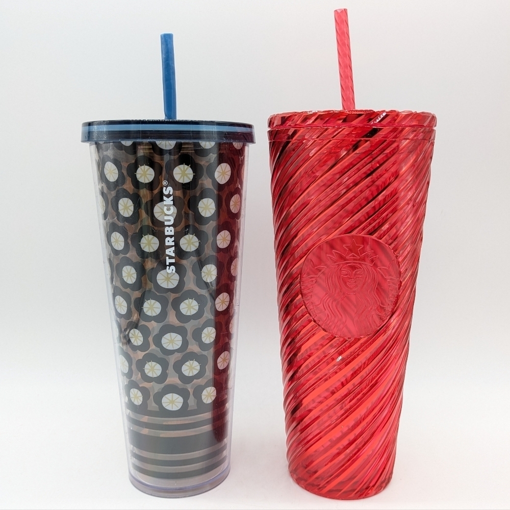 Starbucks Blue & Red Tumblers 24oz Set Of 2